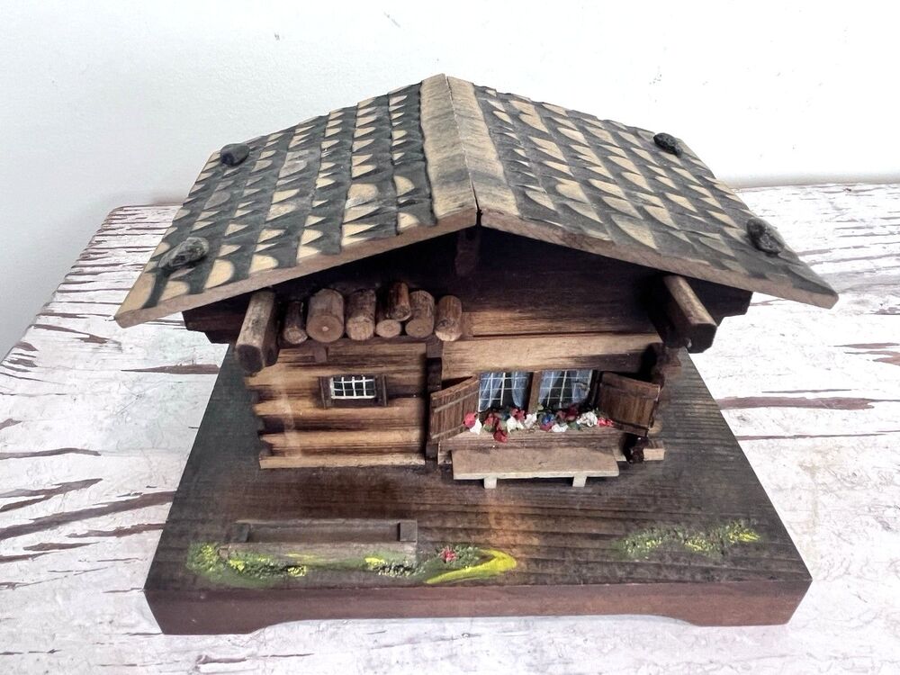 Vintage Charming Handmade Swiss Chalet European Collectible Music Box Works 6”